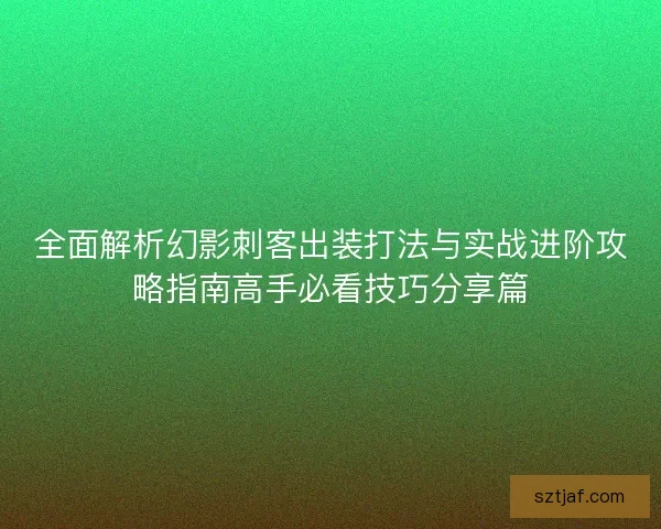 全面解析幻影刺客出装打法与实战进阶攻略指南高手必看技巧分享篇